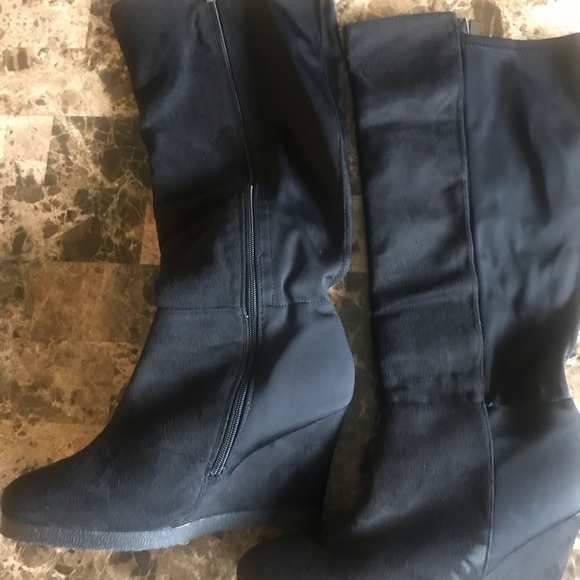 Faux Suede Wedge Boots - Picture 2 of 3
